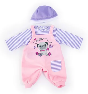 Zdjęcie produktu dla Ubranka dla lalek 33-38 cm, onesie, top i czapka, komplet, strój z motywem uroczego pieska