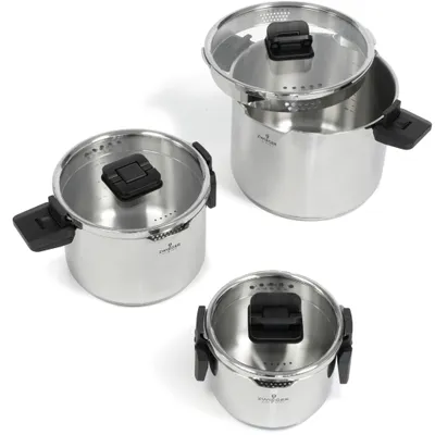 Stapelbare Pannenset 3-teilig, Edelstahl 18/10, Induktion