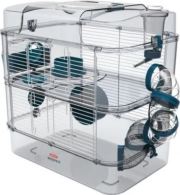 Image de Cage pour Hamster Souris Gerbille Zolux Rody3 Duo, 2 étages, 41 x 27 x 40,5 cm, Bleu