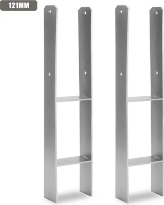 Produktbild von Jopassy 2 Stück Pfostenanker 121MM H-Pfostenträger H-Anker 600 mm Länge Pfostenschuh für Carport Silber