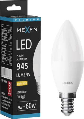 Produktbild von Mexen Nova LED-Glühbirne E14, C37, 9W, Warm - 3000K, 945 lm - L102-E14-0930-01