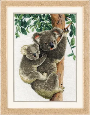 Produktbild von Vervaco Kreuzstich Set "Koala mit Baby", Zählmuster, 27x38cm