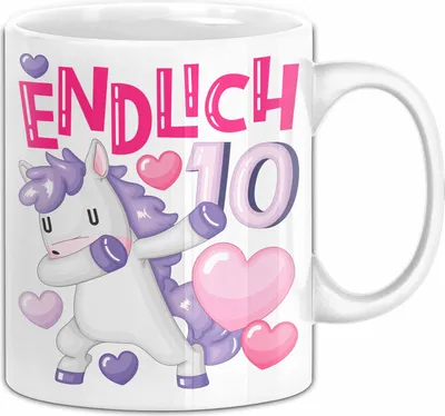 Produktbild von 10. Geburtstag Geschenk Tasse Becher Mädchen Einhorn Geburtstagsgeschenk Tochter Endlich 10 (Weiß)