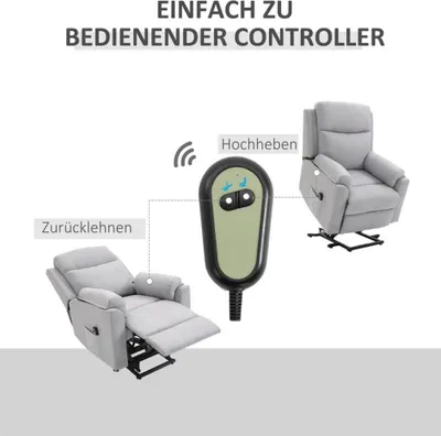 Obrázek produktu pro TV křeslo 713-094V90LG, pro seniory, relaxační křeslo, elektrické, s funkcí spánku a stojáčkem, polohovací funkce, šedé, 83 x 89 x 102 cm