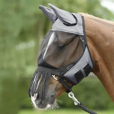 Image de Busse masque anti-mouches FLY COVER FRANSEN, gris-noir, Busse_17_tailles:XWB