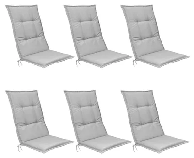 Produktbild von Beautissu 6er Set Hochlehner Set Base HL Sitzkissen, 120x50x6cm Hellgrau