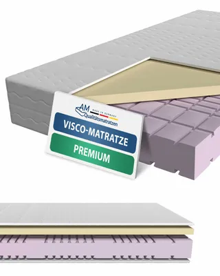 Produktbild von AM Qualitätsmatratzen | Premium Visco-Matratze 140x200 cm | H2 | Kaltschaummatratze mit 4 cm Visco-Auflage | 23 cm Höhe | Germany | 140 x 200 cm