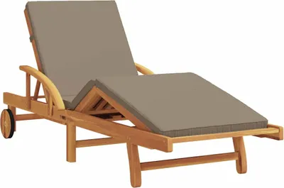 Image de vidaXL Transat en bois massif d'acacia, couleur taupe