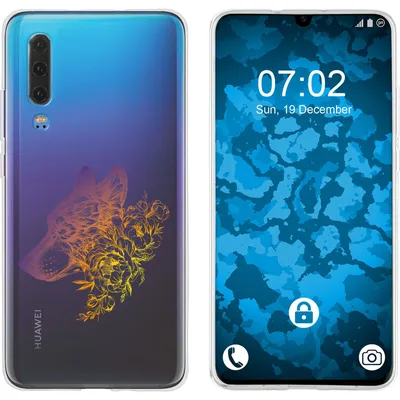 Produktbild von PhoneNatic Case kompatibel mit Huawei P30 Silikon-Hülle Floral Wolf M3-3