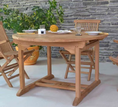 Produktbild von MiaMöbel Gartentisch 120 cm Ausziehbar Gartenmöbel Outdoor Modern Massivholz Teak Honig