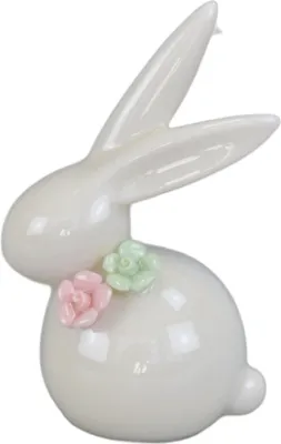 Produktbild von Porzellanhase mit Blume 8,5 cm