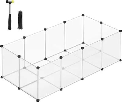 Zdjęcie produktu dla SONGMICS Zagroda dla gryzoni z podłogą, plastikowa, zmienna, zagroda dla zwierząt, 143x73x46cm