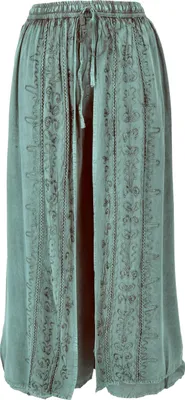 Productafbeelding van Palazzobroek, lange boho-rokbroek, oosterse broek, zomerbroek met borduurwerk - aqua, dames, groen, viscose, broeken