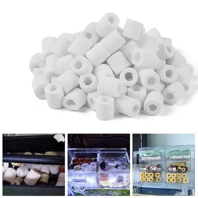 Produktbild von Keramikringe Aquarium Filtermaterial,Glaskeramikringe zur Wasserreinigung, 1 Catties, für Süß und Meerwasser