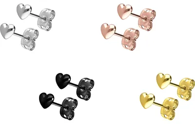 Produktbild von Titan-Ohrstecker Herz-Design 0,8 mm Stabstärke 11 mm Stablänge 5x4,5 mm PVD-beschichtet