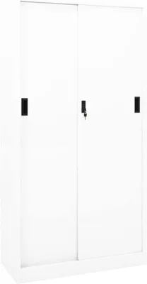 Produktbild von Büroschrank mit Schiebetür Weiß 90x40x180 cm Stahl