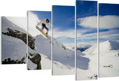 Produktbild von Bild auf Leinwand - Leinwandbild - Snowboard Schnee Sport - 150x100cm - Wand Bild - Wanddeko - Leinwanddruck - Bilder - Kunstdruck - Wanddekoration - Leinwand bilder - Wandkunst - EG150x100-0151