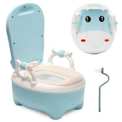 Image de Yakimz Pot et toilettes pour bébés, pot pour bébé avec fonction WC, siège de toilette et entraîneur pour enfants avec poignées et design antidérapant bleu