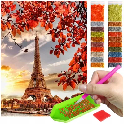Produktbild von ARTULIO Diamond Painting Set - Eiffelturm im warmen Sonnenuntergang - 30 x 40 cm - Diamant Painting, Home Wand Deko