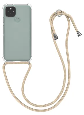 Produktbild von kwmobile Necklace Case kompatibel mit Google Pixel 5 Hülle - Silikon Cover mit Handykette - Band Handyhülle Gold