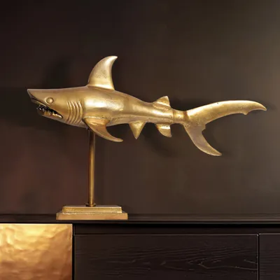 Produktbild von Deko Hai FineBuy 70 cm Aluminium Wohndeko Design Dekoration Maritim Modern Alu
