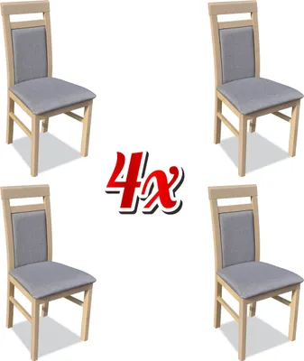 Produktbild von Gruppe Stühle Garnitur Textil Stoff Holz Gepolsterte Esszimmer Stühle 4x Stuhl