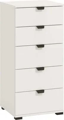 Immagine prodotto di Milani Home - cassettiera moderna 5 cassetti bianca 45 x 40 x 95 cm, truciolare bilaminato, per camera, ingresso e ufficio