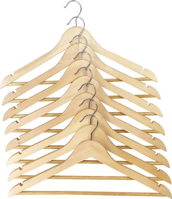 Produktbild von TrendLine Kleiderbügel mit Steg Holz natur 8 Stück