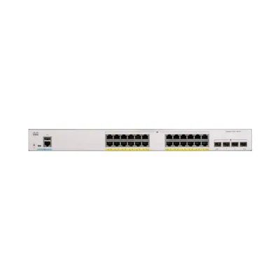 Productafbeelding van Cisco CBS350-24P-4G beheerde L3 bedrijfsswitch:- 24x10/100/1000 Base-T (RJ45) en 4x1GE SFP uplink-poorten,- Schakelcapaciteit: 56 Gbps, inclusief rack- en wandmontageset,- Geen stacking-functionaliteit, levert 195W PoE+