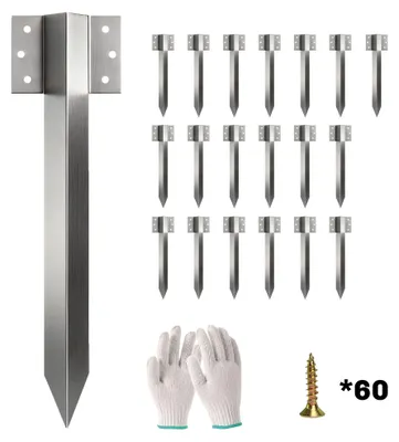 Produktbild von 20er-Pack Bahnschwellen-Befestigungswinkel, 41 cm Schwerlast-Verzinkte Stahlpfähle mit Schrauben und Handschuhen