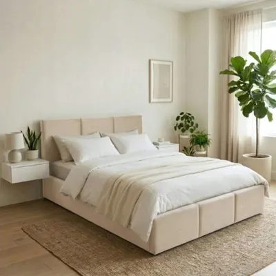 Produktbild von Komvortowy | Polsterbett 120x200 Cm | VELIS | Doppelbett Mit Metall-Lattenrost & Gasdruckfeder | BEIGE | Bettkasten Ohne Bodenplatte | Stauraumbett | Hochklappbar