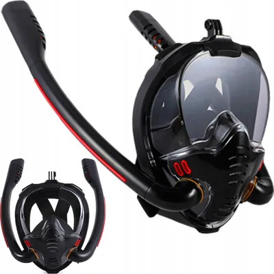 Zdjęcie produktu dla MASKA DO SNORKELINGU Z DWOMA FAJKAMI SM-14 L/XL czarna