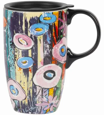 Produktbild von Große Keramiktasse mit Deckel für Kaffee und Tee