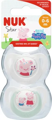 Produktbild von NUK Star Peppa Pig Schnuller aus Silikon 0-6M x2