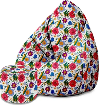 Obrázek produktu pro Dreamroots sedací vak 80x80x120cm sedací vak s opěradlem a stoličkou a potahem Sedací polštář Podlahový chladicí vak Cute Bugs