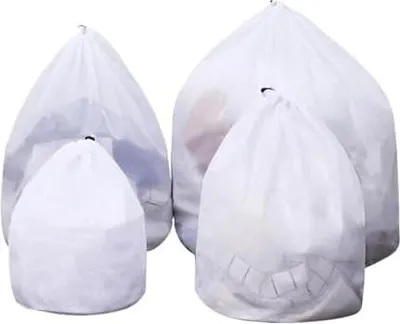Produktbild von 4 Stücke Wäschenetz, Wäschenetz für Waschmaschine Wäschebeutel mit Kordelstopper Feinmaschig Wäschetaschen für Babykleidung Bluse Unterwäsche BH Socken