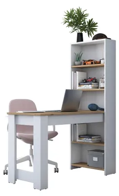Produktbild von Cervaro - Schreibtisch, 120x54x154h cm Eiche Braun, 5 Regalböden