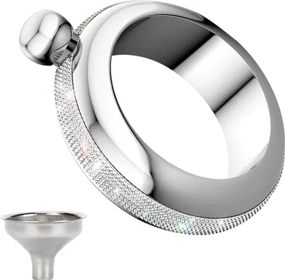 Produktbild von Flachmann Armband Armreif Flasche Kreativ Edelstahl 304 Flachmann Trichter Set für Frauen 3.5ozSilver