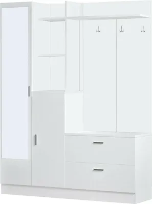 Produktbild von Eingangsmöbel Homam, Moderner Eingang, Wandgarderobe, Multifunktions-Aufbewahrungskonsole, 140x37h182 cm, Weiß