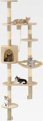 Produktbild von Wandkratzbaum mit Sisal-Kratzsäulen 194 cm Beige Katzenmöbel für kleine und große Katzen