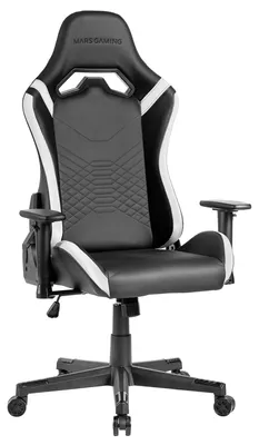 Produktbild von Mars Gaming MGC-PRO, Gepolsterter Sitz, Gepolsterte Rückenlehne, Schwarz, Weiß, Weiß, Kunstleder, Polyurethan (PU), Polyvinylchlorid (PVC), Schaum, Kunstleder, Polyurethan (PU), Polyvinylchlorid (PVC), Schaum