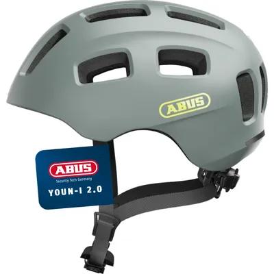 Produktbild von ABUS Fahrradhelm Youn-I 2.0 - mit Licht für Kinder, Jugendliche und junge Erwachsene - für Mädels und Jungs - Grau, Größe M (52-57 cm)