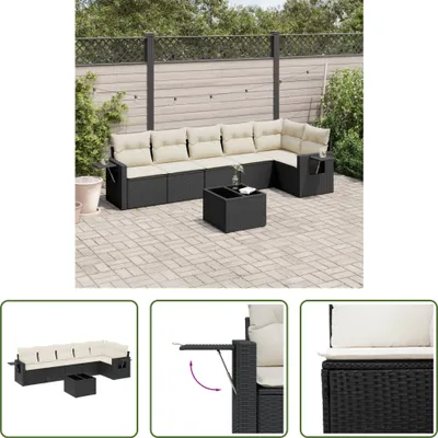 Produktbild von The Living Store 7-tlg. Garten-Sofagarnitur mit Kissen Schwarz Poly Rattan