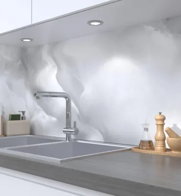 Produktbild von Küchenrückwand selbstklebend Weißer Marmor Risse Spritzschutz Folie 340 x 60cm
