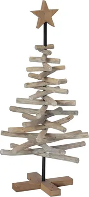 Image de vidaXL Arbre de Noël avec support brun 90 cm bois massif teck