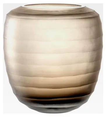 Produktbild von Leonardo Bellagio Blumenvase - Farbige Vase aus hochwertigem Glas mit Relief - Handarbeit - Höhe 19 cm, Durchmesser 16,5 cm - Beige