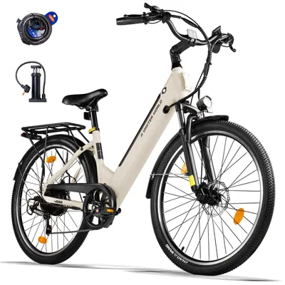 Produktbild von A32 E-Bike Citybike 26 Zoll, 250W Pedelec 25 km/h, 36V 12,8Ah Akku, Shimano 7-Gang, Scheibenbremsen, LCD Display, Elektrofahrrad für Damen und Herren