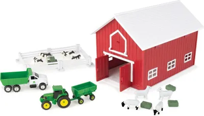 Immagine prodotto di 1:64 John Deere 24Pc Playset Con Fienile Rosso