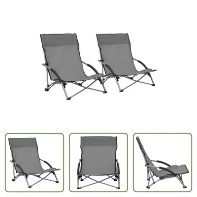 Immagine prodotto di The Living Store Sedie da spiaggia pieghevoli 2 pz. Tessuto grigio