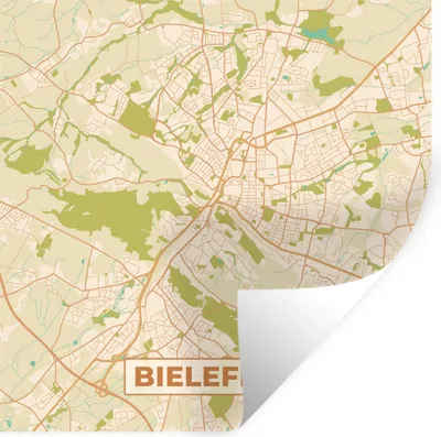 Produktbild von MuchoWow® Wandtattoo Wandsticker Wandaufkleber Karte - Stadtplan - Vintage - Bielefeld - Karte 80x80 cm Selbstklebend und Repositionierbar - Wierderverwendbar - Selbstklebend